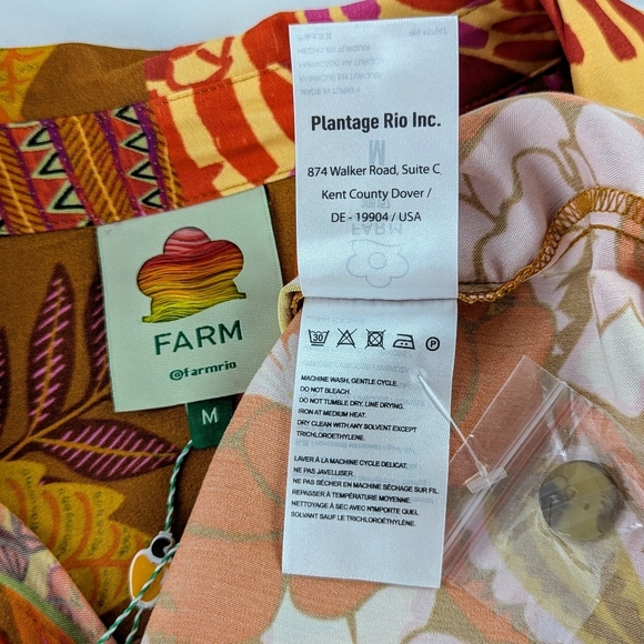 FARM Rio Button Front Long Sleeve Oversized Forest Mixed Scarves Multi M NWT - Picture 13 of 16